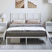 Estrutura de cama com cabeceira 150x200 cm metal branco