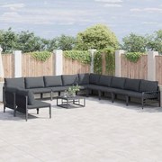 vidaXL Conjunto de Sofá de Jardim 11 pcs Cinzento-escuro Aço