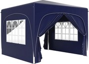 Outsunny Tenda Dobrável 3x3 m Tenda de Jardim para Festas e Eventos com Painéis Laterais UPF50+ Altura Ajustável e Bolsa de Transporte Azul Escuro | AOSOM Portugal