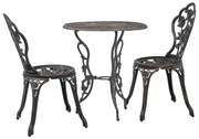 vidaXL 3 pcs conjunto bistrô alumínio fundido