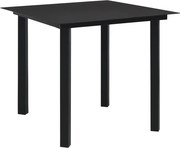 vidaXL Mesa de jantar para jardim 80x80x74 cm aço e vidro preto