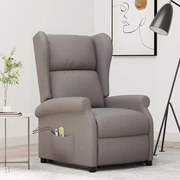 vidaXL Poltrona de massagens tecido cinzento-acastanhado