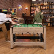 Mesa de Jogos matraquilhos e  Mesa de bilhar 124 x 60,5 x 81 cm rotativa 2 em 1 Preto e castanho