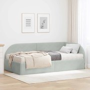 vidaXL Estrutura de Cama de Canto com Colchão 2 pcs Cinzento-claro