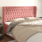 Cabeceira cama c/ abas veludo 203x23x118/128 cm rosa