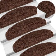 vidaXL Tapetes de escada 10 peças 65x21x4 cm marrom semicircular grande