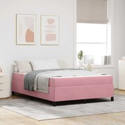 vidaXL Estrutura da Cama com colchão Rosa 140 x 190 cm tecido