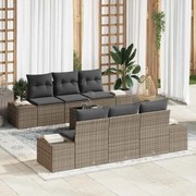 vidaXL Conjunto de Sofá de Jardim 7 Peças com Almofadas Cinzas em Rattan Poliéster