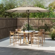 Guarda-sol de jardim ventilado de 3 níveis com pega de botão de inclinação 8 hastes fortes 300 x 300 x 245 cm Bege