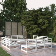 13 pcs conjunto lounge de jardim pinho maciço branco