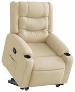 vidaXL Poltrona reclinável elevatória tecido cor creme