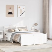 vidaXL Estrutura de cama c/ cabeceira 150x200 cm pinho maciço branco