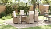 vidaXL Conjunto de Jantar para Jardim com almofada 5 pcs Bege vime PE