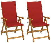 vidaXL Cadeiras jardim reclináveis c/ almofadões 2 pcs acácia maciça