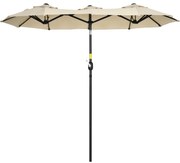 Chapéu de Sol Duplo 295x152x222 cm Chapéu de Sol de Jardim com Inclina