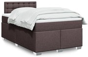 vidaXL Cama boxspring com colchão 120x190 cm tecido castanho-escuro