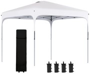 Outsunny Tenda Dobrável Jardim 2,5x2,5x2,68cm Proteção UV50+ Altura Ajustável com Bolsas de Areia Resistente Branco | Aosom Portugal