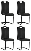 vidaXL Cadeiras de jantar cantilever 4 pcs couro artificial preto