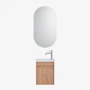 Conjunto De Móvel De Casa De Banho Suspenso Em Madeira Com Lavatório Integrado Narek Castanho Fresno & Ovalado Com Armazenamento Preto - Sklum