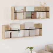 vidaXL Estante de Revistas 2 pcs Carvalho Sonoma 100 x 12 x 30 cm