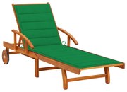 vidaXL Espreguiçadeira de jardim com almofadão madeira acácia maciça