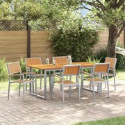 vidaXL Conjunto de Jantar para Jardim 7 Peças Cinza, Estrutura de Aço e Madeira Sólida de Acácia