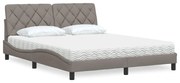 vidaXL Cama com colchão 160x200 cm tecido castanho-acinzentado