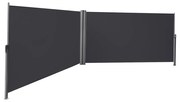 SONGMICS 1,6 x 6 m (A x C), toldo lateral duplo, toldo lateral retrátil, proteção de privacidade, proteção solar, persiana lateral, para varanda, pátio, terraço e jardim, cinza esfumaçado GSA320G