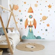 Foguetão espacial - Autocolantes de parede para crianças