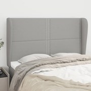 vidaXL Cabeceira de cama c/ abas tecido 147x23x118/128cm cinza-claro