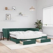 vidaXL Sofá-cama c/ gavetão e gavetas 100x200 cm veludo verde-escuro