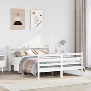 Estrutura cama c/ cabeceira 135x190 cm pinho maciço branco
