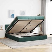 vidaXL Estrutura de cama otomana com colchão 200x200 cm verde escuro