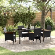 vidaXL Conjunto de Jantar para Jardim com 5 Peças em Polyrattan Preto