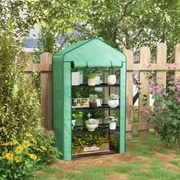 Estufa de jardim 90 x 49 x 160 cm para varanda com prateleiras, 4 níveis, , aço galvanizado, cobertura removível em PE de alta densidade, verde
