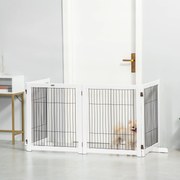 Barreira de Segurança Dobrável para Cães Barreira de Proteção com 4 Painéis para Animais de Estimação com Pés para Portas Escadas Corredores 264x35,5x