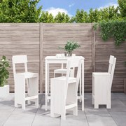 5 pcs conjunto de bar para jardim pinho maciço branco