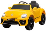 AIYAPLAY Carro Elétrico para Crianças Carro Elétrico Infantil Volkswagen Beetle com Bateria 12V Faróis Buzina e Música 97x56,5x46 cm Amarelo | Aosom Portugal