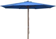 vidaXL Guarda-sol de exterior c/ poste de madeira 350 cm azul