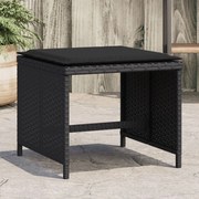 Bancos de jardim com almofadões 4 pcs 40x40x35 cm vime PE preto