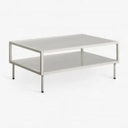 Mesa De Centro Retangular De Aço E Vidro Paoline Verde Cáqui - Sklum