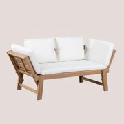 Sofá De Jardim De 3 Lugares Ajustável Em Madeira De Acácia Guille Gardénia Branco - Sklum