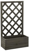 vidaXL Vaso com treliça para jardim 50x25x90 cm abeto maciço cinzento