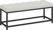 HOMCOM Banco aos Pés da Cama Estofado em Veludo Design Capitonê Base de Metal Banco para Quarto Entrada Sala 117x40x48 cm Creme | Aosom Portugal
