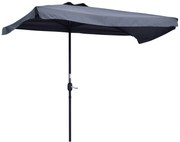 Outsunny Chapéu de Sol Retangular 230x130x249 cm Chapéu de Sol de Parede com Manivela Proteção UV para Varanda Jardim Cinzento