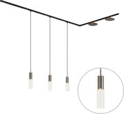 Modern railsysteem zwart met 3 hanglampen en 2 plafondlampen gunmetal 1-fase - Iconic Lloyd Pulley