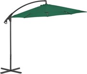 vidaXL Guarda-sol de jardim cantilever c/ poste de aço 300 cm verde
