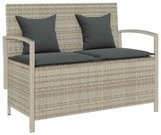 vidaXL Banco de jardim para arrumação com almofada vime PE