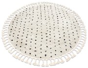 Tapete BERBER SYLA B752 circulo pontos creme Franjas berbere marroquino shaggy