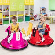 Carrinhos de choque elétrico para crianças a bateria de 6V com controlo remoto de joystick duplo Luzes LED de rotação de 360 Vermelho